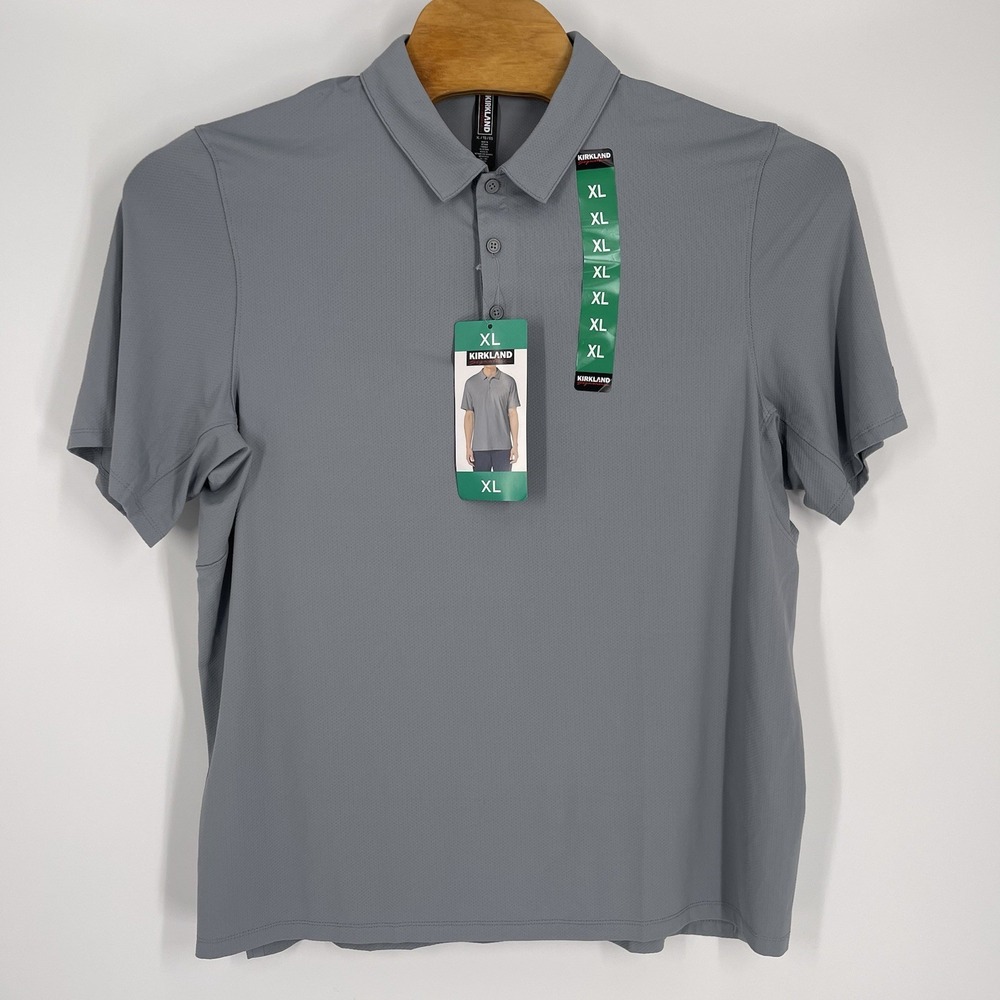 Kirkland Signature Mens Performance Golf Polo Shirt Grey XL New With Tags